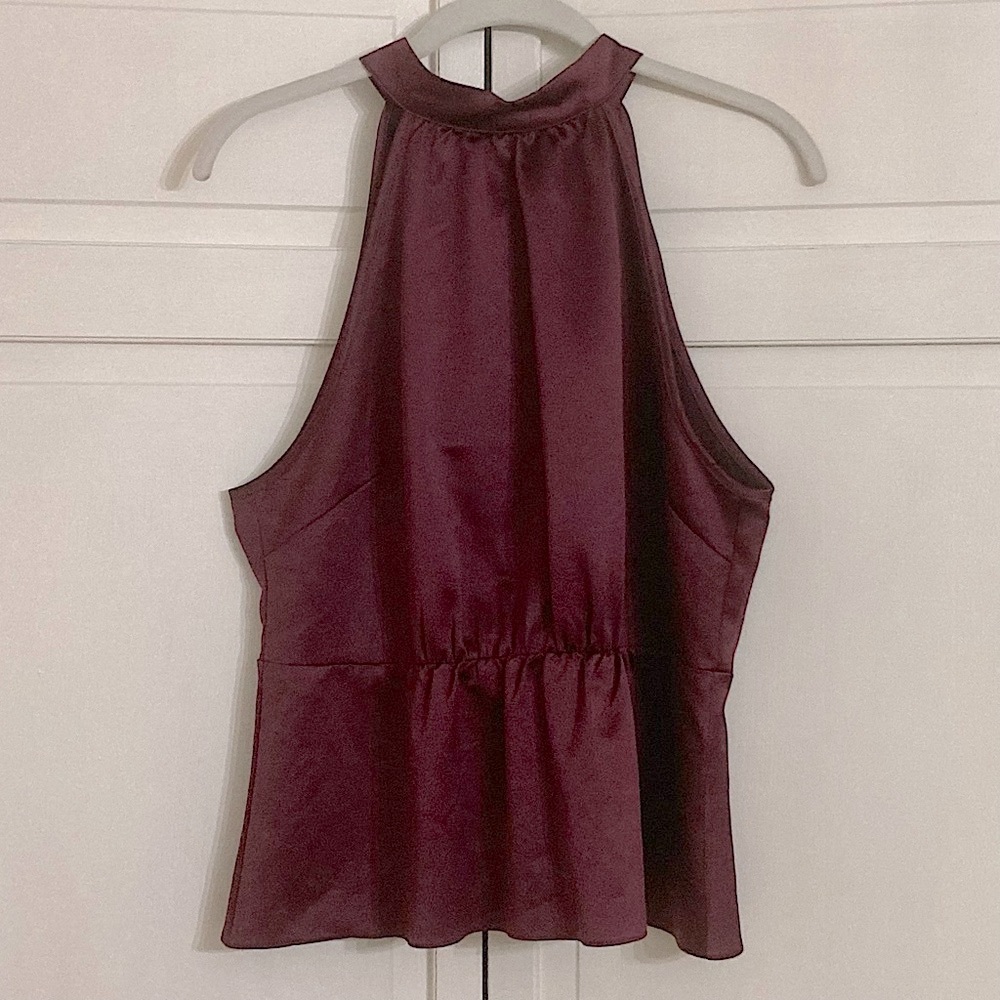 💫 Topshop Dark Red Silky Halter Tank Top Size 10